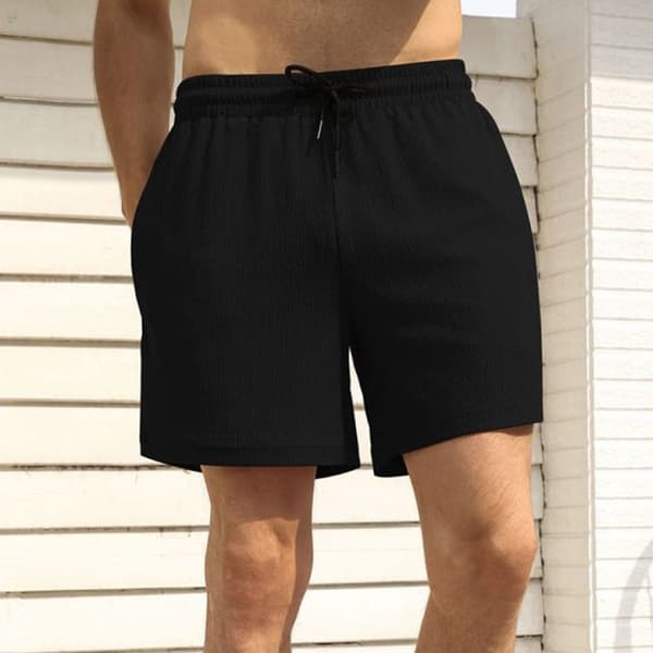 Herr 2-i-1 löparshorts sportshorts med foder svart black L