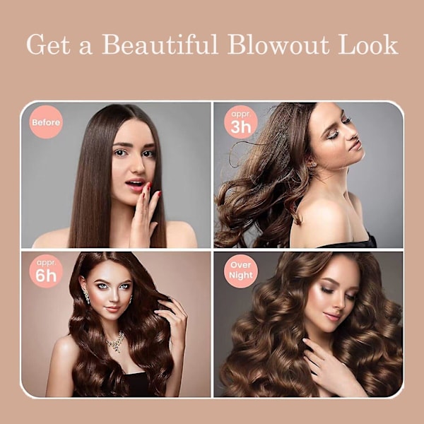 3 STK. Varmefri Hårrulle til Blowout Look, Varmefri Hårcurlers Curling Rod til at Sove i, Overnatning Varmefrie Krøller til Langt Mellemlangt Hår med Ho claret