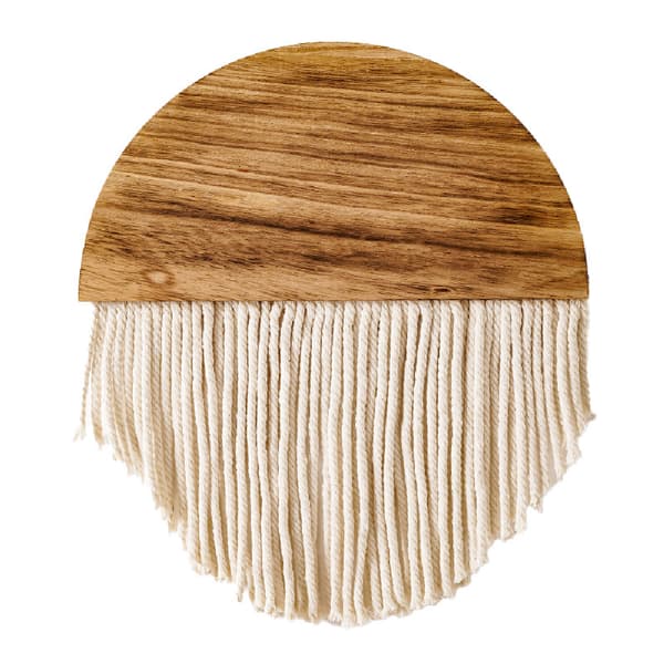 Halvrund makramé veggdekorasjon i tre, Boho veggdekorasjon til stue Boho veggdekorasjon, Indie rominnredning Boho Chic soveromsinnredning