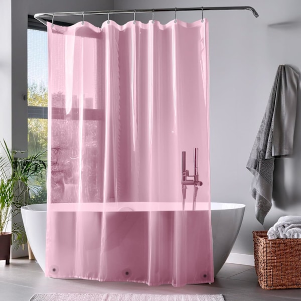 183x183 cm Rosa Duschdraperi - Tvättbart Duschdraperi - Premium PEVA + Rostfria Öljetter + 3 Magneter - Vattentätt och