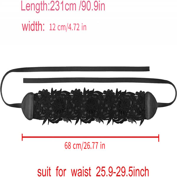 Dam spets midjebälte Obi rosett Cinch brett bälte rosett knyt wrap Boho korsett klänning midjeband PU läder, 3-pack