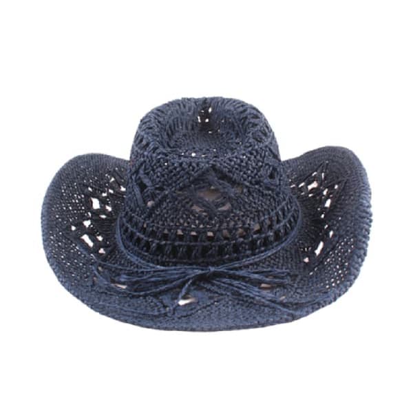 Stråcowboyhatt, ihålig solhatt med bred brätte, marinblå-FY- Navy