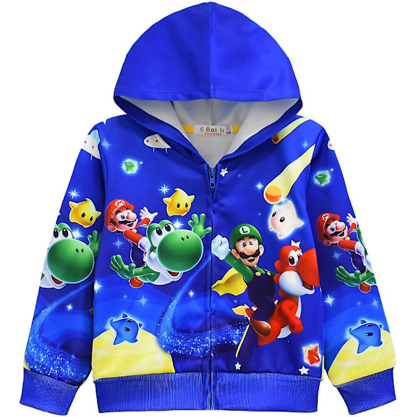 Super Mario Bros 3D-tryckt Barn Hoodie Jacka Rock Långärmad Cartoon Casual Full Zip Huvtröja Ytterkläder En Festival A 7-8 Years