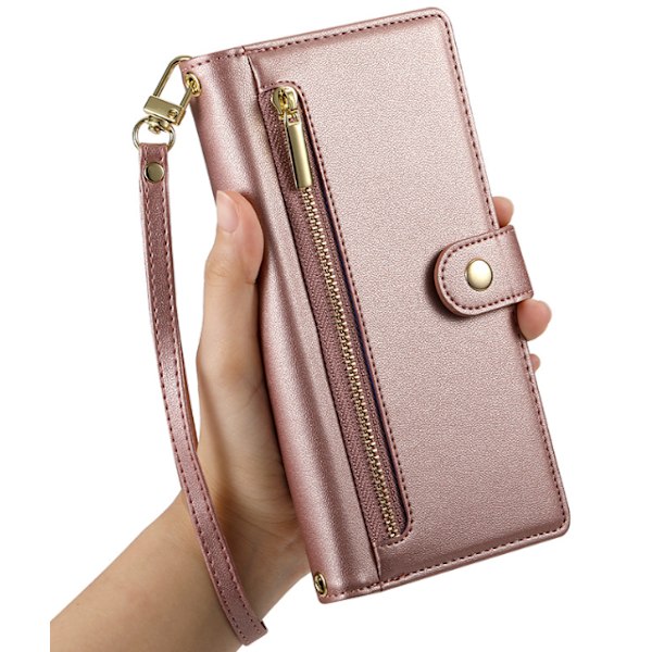 Mobil pung til iPhone 16-serien, bærbar pung der holder både mobiltelefon og kort, påvirker ikke kortets magnetisme, pink pink iPhone 16
