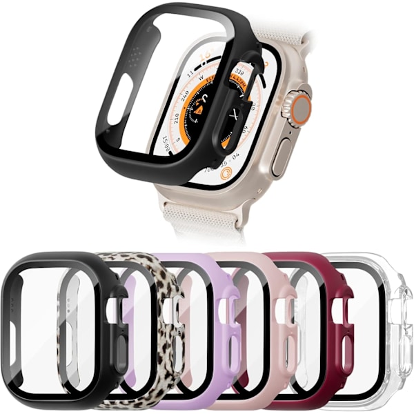 6-pakks etui for Apple Watch Ultra 49 mm med skjerm i herdet glass 6-pakning 3 Y 6-Pack 3 49mm