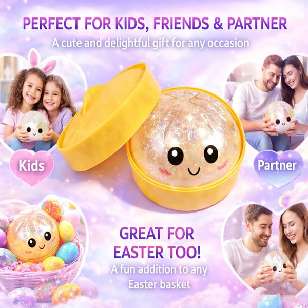 Glitter Dumpling Squishy, Mjuk Kläm Fidget, Sensorisk Ångestlindring, Söt Nyhetsform, Skrivbordsstresslindring, Presentidé, 2-pack Yellow+White