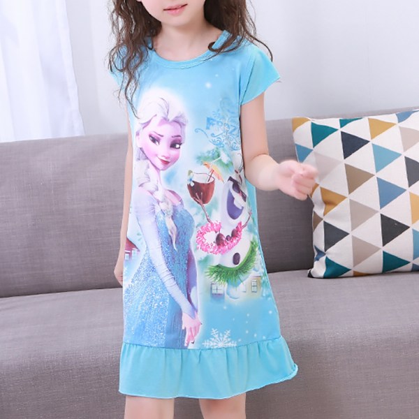 Flickor Nattlinne Nattklänning Prinsessa Kortärmad Pyjamas Nattkläder Nattlinne Hemkläder för Barn Storlekar 2-12 År #1 #1 16