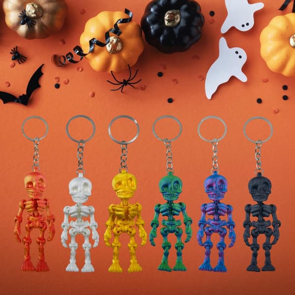 6-pak Halloween Skelet Nøgleringe 3D Udskåret Design Stærkt Tilbehør
