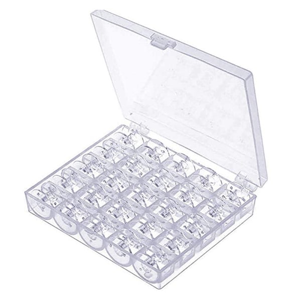 Symaskinspoler inklusive opbevaringsboks, transparent, 25 stk