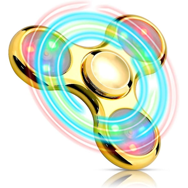 Metall LED Lysende Fidget Spinner - Festgave Med Overflod Av Lys Show - Angstlindrende Sansestimulerende Leke For Barn Og Voksne [GL] gold