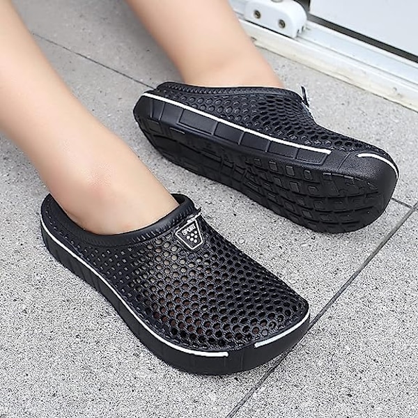 Unisex Clogs-kengät, Rentoja Tohveleita, Nopeasti Kuivavat Sandaalit, Musta Black 37