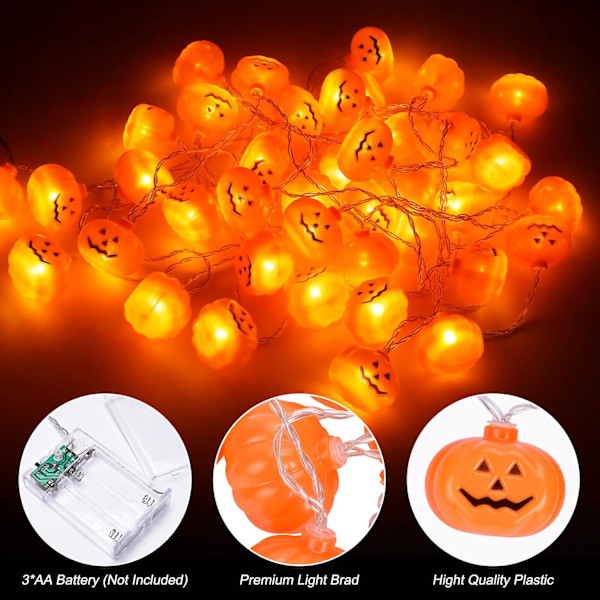 Halloween Dekoration 1.5M 10LED Halloween Græskar Spøgelse Lysstreng, Vandafvisende Halloween Lys Dekoration Udendørs Indendørs Velegnet Pumpa Spöke 1.5 meter