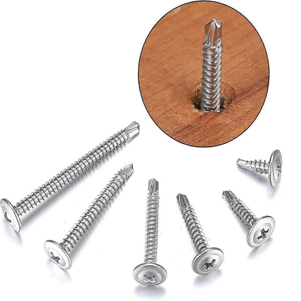 Selvborende skruer, 210 stk selvborende skruer med panhode, selvborende skruesett i rustfritt stål M4.2*50mm/38mm/30mm