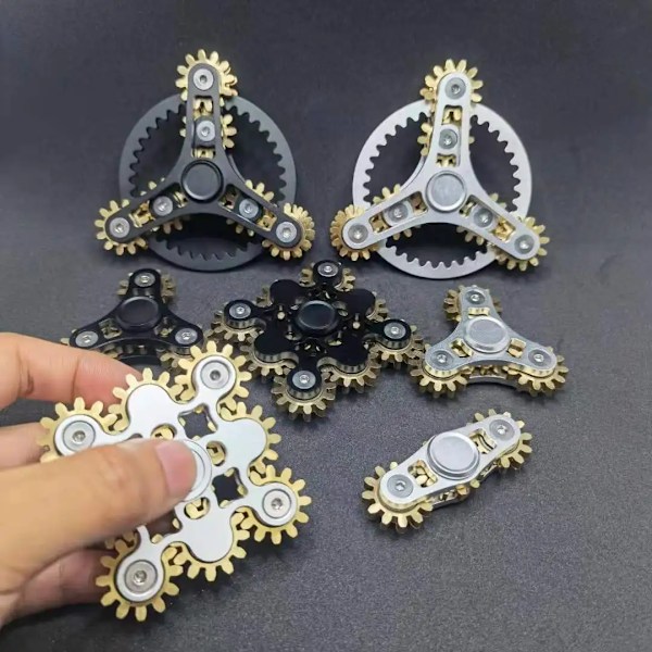 Ny dobbelt Ferris Gear Fidget Spinner Ni-tands forbindelsessystem Hånd Spinner EDC Gear Link Finger Gyroskop Legetøj til børn voksne