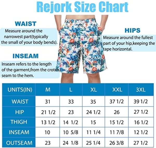 Färgglada mönstrade shorts för män, badbyxor för varm sommar, sport, löpning, badkläder med nätfoder 19 XL