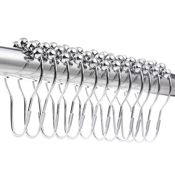 12-pack duschdraperiringar i rostfritt stål med glidsystem, 12 enkla krokar, 69x39mm