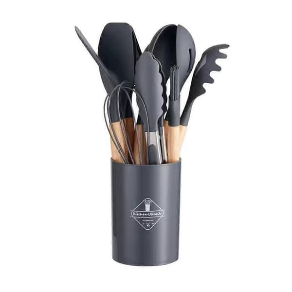 12 st Non-stick Köksredskapsset Silikon Matlagningsspatel Köksaccessoarer grey