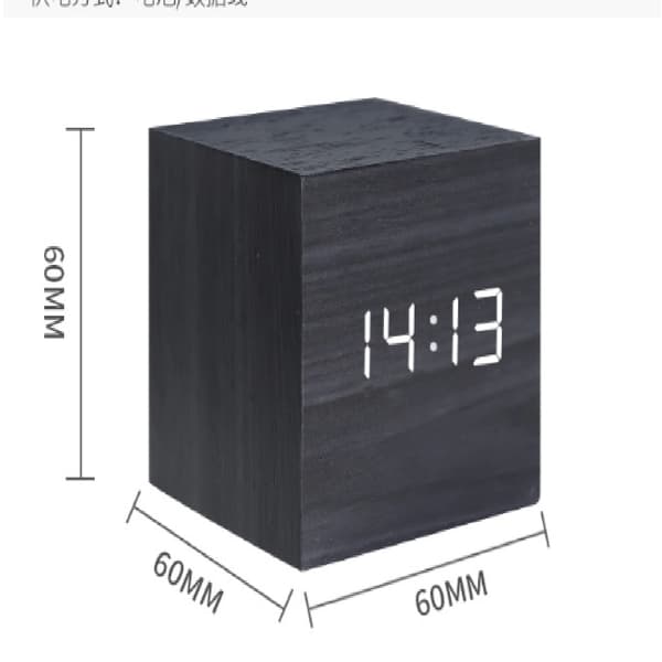 Digitalt vækkeur Træ LED Lys Multifunktionel Moderne Terning brown 8