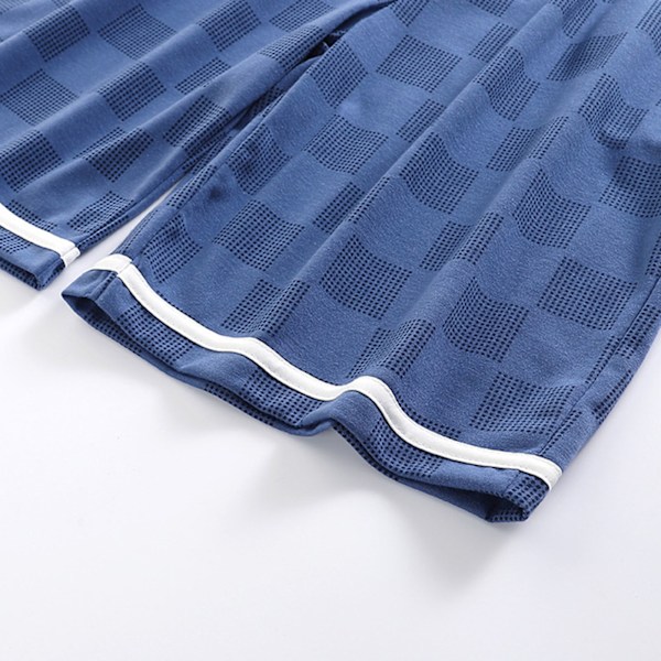 Mænd Kort Pyjamas Sæt Mand Sommer Tynde Bomuldsbukser Tryk Casual Hjem Loungewear V-Hals XXL