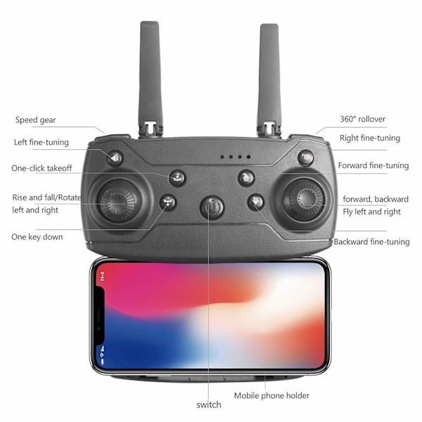 E99pro Drone kaksoiskameroilla, ilmakuvaukseen, nelikopteri, kiinteä korkeus, kaukosäädin, leikkilentokone black