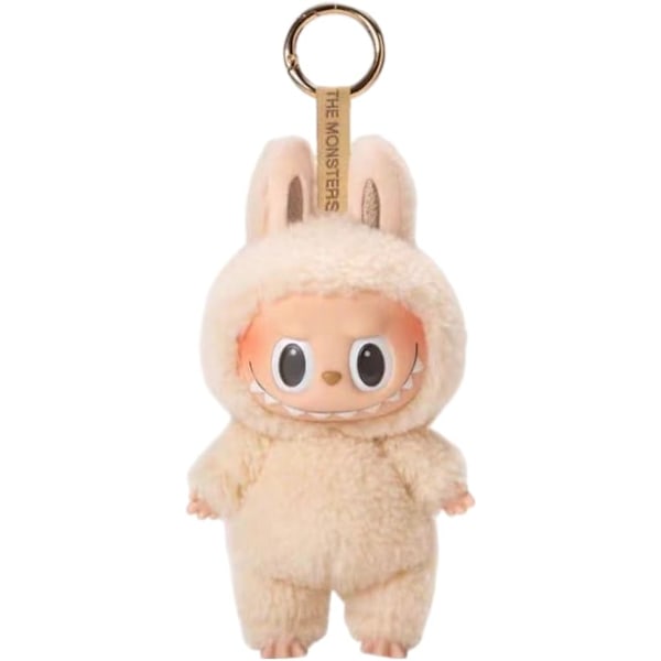 Labubu Popmart Pehmo Avaimenperä, Hirviö Avaimenperä Pehmolelu, 17cm Vinyylikasvo Tarina Keräilyhahmot (Beige Labubu) beige labubu