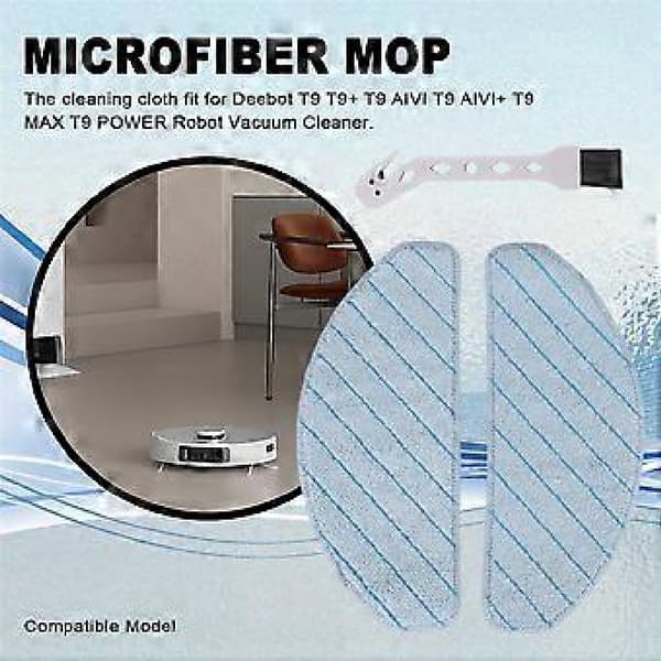 Vaskbare moppepuder, erstatning til Ecovacs Deebot T9+ T9 AIVI T9 AIVI+ T9 MAX T9 POWER robotstøvsuger