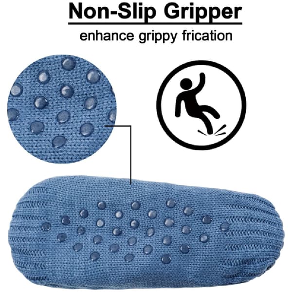 Damstickade toffelsockor Mysiga luddiga sockor Halkfria sockor Vinter inomhus dubbla lager sovrumssockor 28CM（43-46）