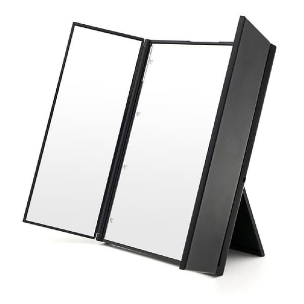 UNIQ Vanity Trefløjet Makeupspejl med LED-lys - Sort