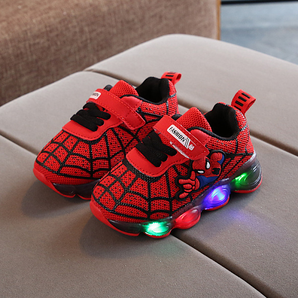 Children Sports Shoes Spiderman Lighted Sneakers Children Led Luminous Shoes For Boys red