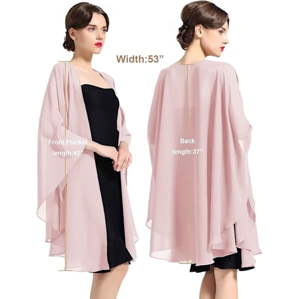 Chiffon Skjerf Stola Bolero Dame til Aftenkjole Festlig Bryllup deep red