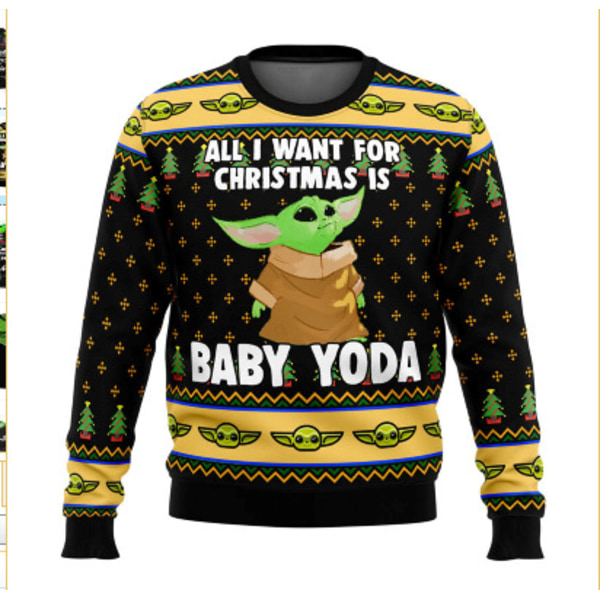 ALT JEG ØNSKER MEG TIL JUL ER BABY YODA Stygg Julgenser Pullover Menn 3D Gensere Topper XL BABY YODA