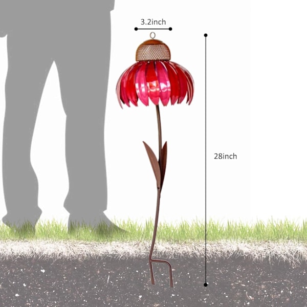 Kolibrimater Utendørs Metall Hagedekorasjon Rød *H