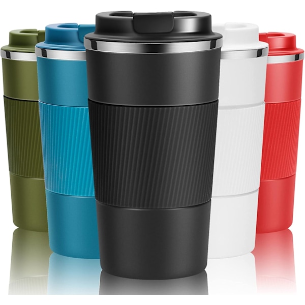 Genanvendelig Termokrus Kaffe Kopper Vakuumisolering Rustfrit Stål Flaske til Varme Kolde Drikkevarer Sort Black 510ml