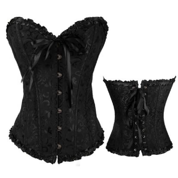 Kvinders taljeformer snøre snøret korset shapewear - sort (2XL)