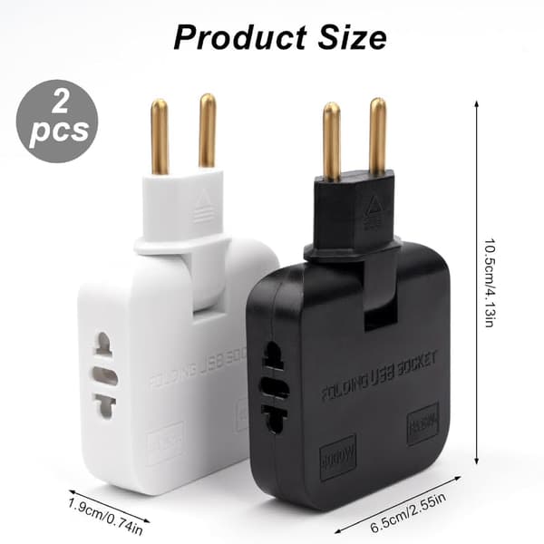 2 litteän pistorasian sarja USB + USB-C -sovittimella - 180º amerikkalainen ja eurooppalainen sovitin 220 V