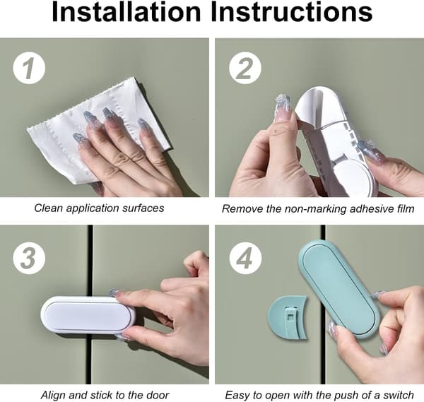 Kylskåpsskåpslås för barnsäkerhet, 8-pack barnsäkra skåpslås för kylskåp (vit) White