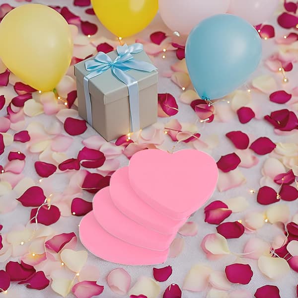 Hjerteformede selvklebende notater, 100 per ark, 7*7cm, flyttbare klistrelapper pink