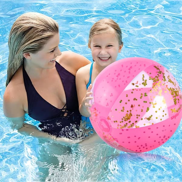Badebold, Glitter Badebold Oppustelige Badebolde til Børn og Småbørn Poolbolde Sommerfestartikler