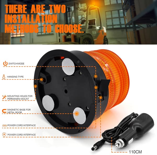 Roterende LED-batteri LED-lampe Magnetisk oppladbart nødlys 12V-24V Roterende bil-LED-batteri