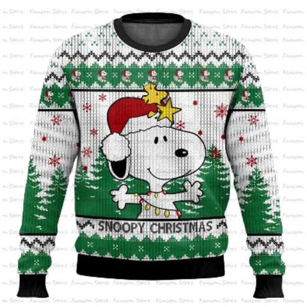 SNOOPY JUL UGLY JULTROJA Pullover Herrar 3D Tröja Toppar S SNOOPY