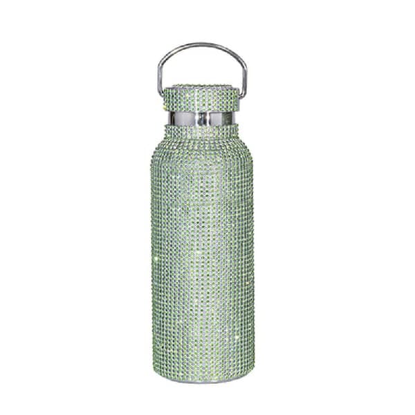 Diamantvandflaske Bling Rhinsten Rustfrit Stål Termoflaske, 100% Ny Grøn green