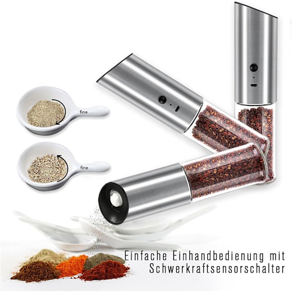 Oppladbar elektrisk pepperkvern, automatisk gravitasjonsdrevet salt- og pepperkvern, USB oppladbar