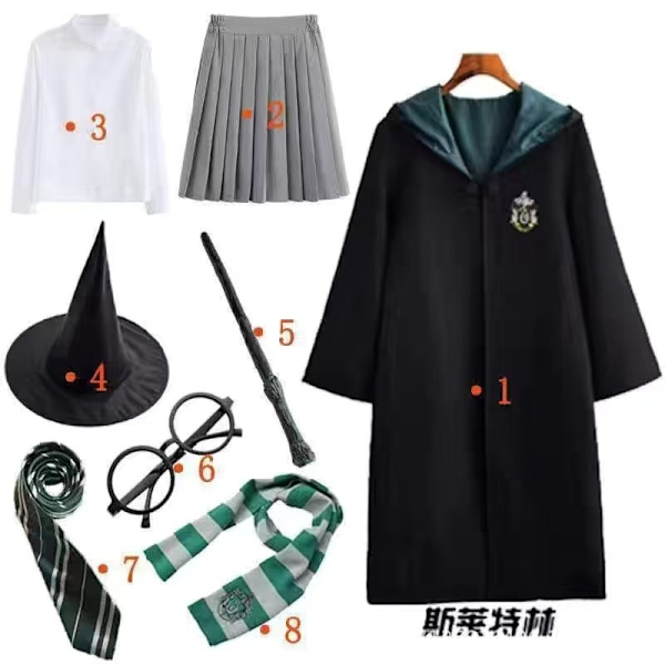 Harry Potter 8-pack Cosplay Set för Vuxna och Barn - Halloween, Jul & Mer Children 125 Slytherin