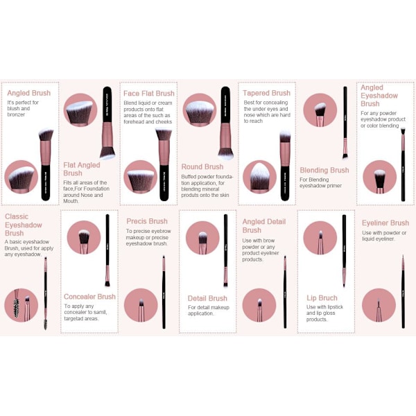 BS01 - BS-MALL 14 stk. eksklusive Make-up / makeup børster af bedste kvalitet 150