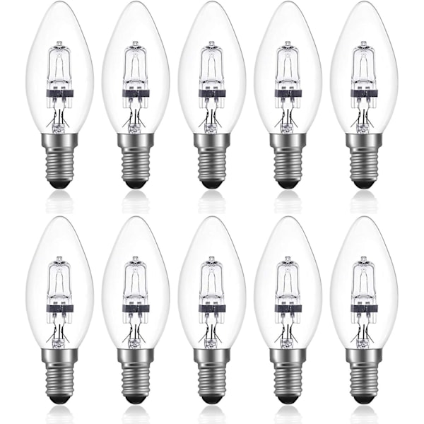 42w E14 C35 Dimbar halogenlampa Ac 220-240v Varmvit 2700k E14 Transparent halogenljuslampa (10st) (FMY) Y