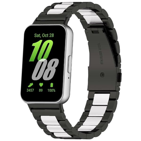 Kolme teräksistä kellonranneketta Samsung Galaxy Fit 3 -kelloon Black Silver