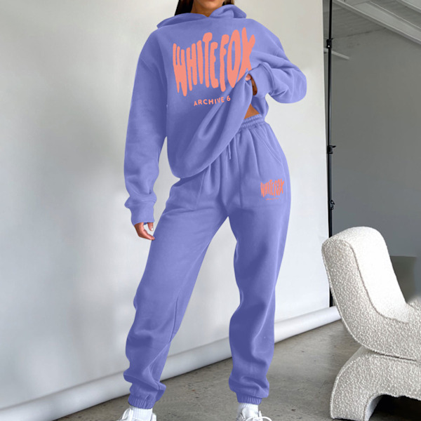 Hvid Ræv Hoodie Dametrøje Dame Hoodie Langærmet Trøje Jumper Casual Topper Sort Sweatshirt Kostume purple M