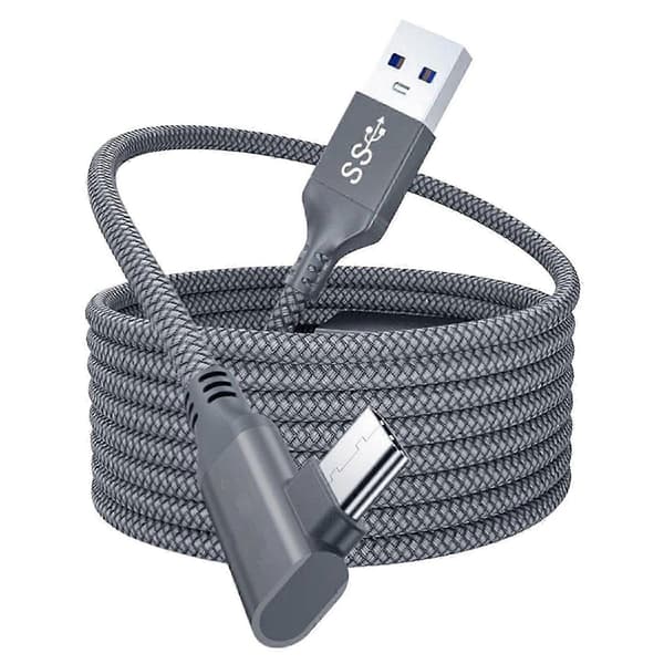 5M ladekabel for Oculus Quest 2 Link Headset USB 3.0 Type C dataoverføring Type-C til USB-A Grey