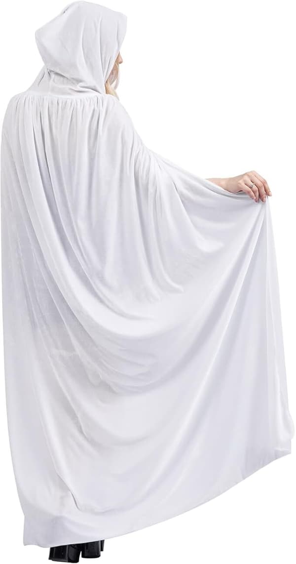 Unisex hettekappe, Halloween-kappe for Cosplay hvit white 120cm without hat