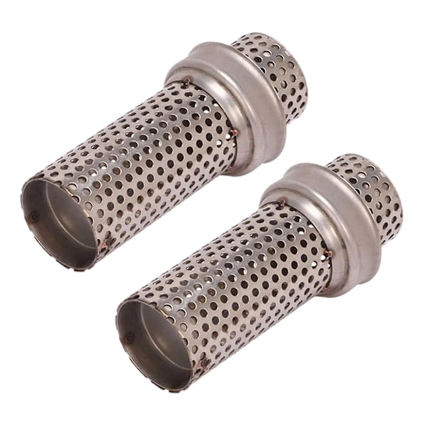 2x Universal Motorcykel Udstødningsrør Lyddæmper Db Killer Lyddæmper Lyd Eliminator Mesh Db Killer Si silver
